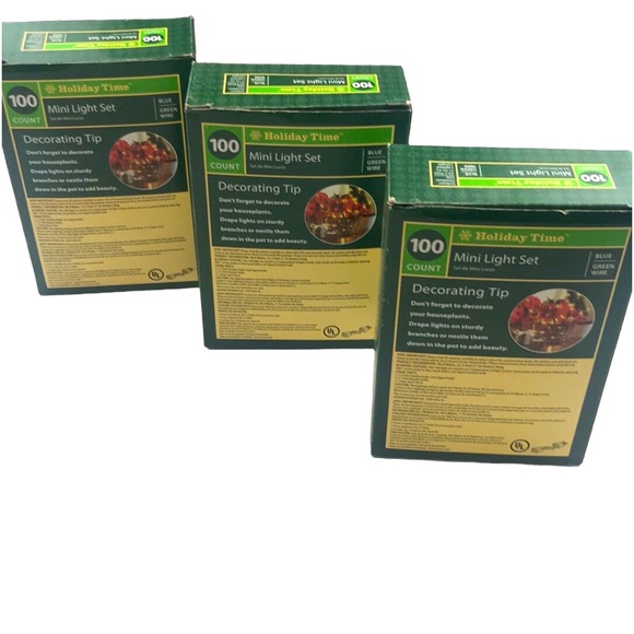 Holiday Time Mini Blue Light Set of 3 - Picture 2 of 4